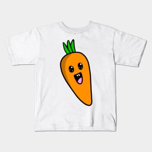 Cute Orange Carrot Healthy Vegetarian Vegan Food Option Kids T-Shirt